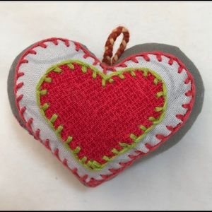 One hand embroidered heart 💕 keychain ornament